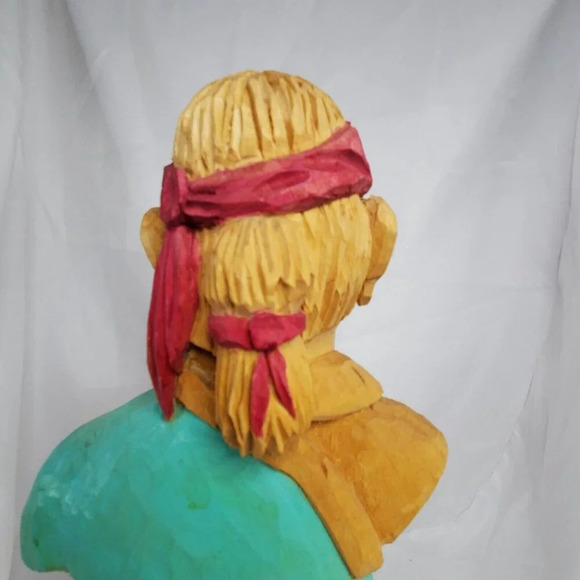 Handcrafted Wood Native American Indian Bust Southwestern Wooden 11 Inches - Picture 9 of 16